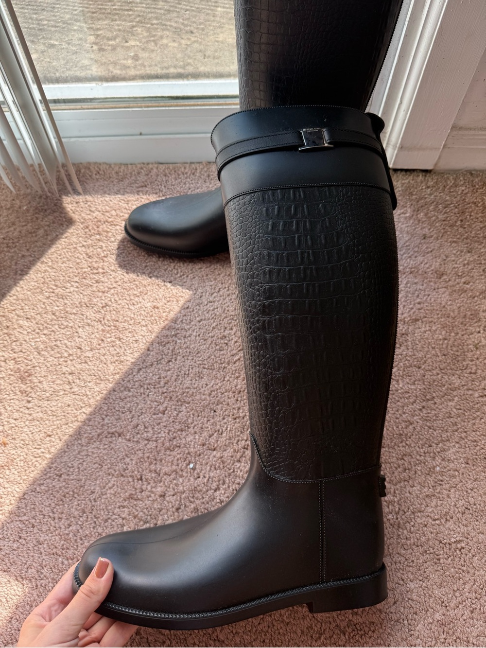 Michael Kors Collection
Miranda Tall Black Croc Embossed Rain Boots
Size 40